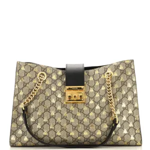 GUCCI Padlock Chain Tote Printed GG Coated Canvas Medium
