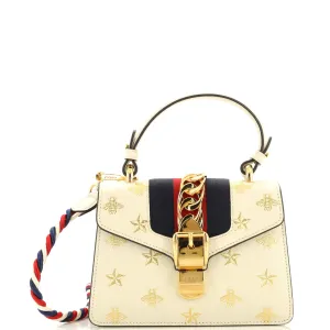 GUCCI Sylvie Top Handle Bag Printed Leather Mini