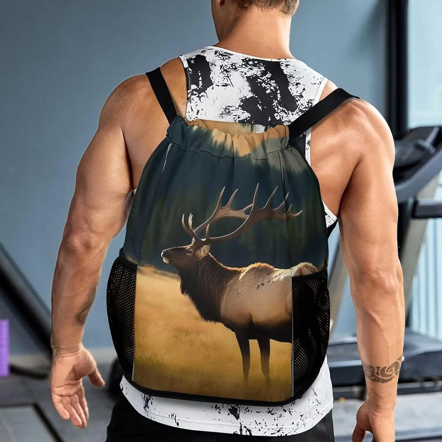 Gym Bag for Women Men Elk in The MeadowTravel Duffel Bag Large Capacity Sports Drawstring Backpack, 45.5x41.5x36cm, Style-3, JJ0529240