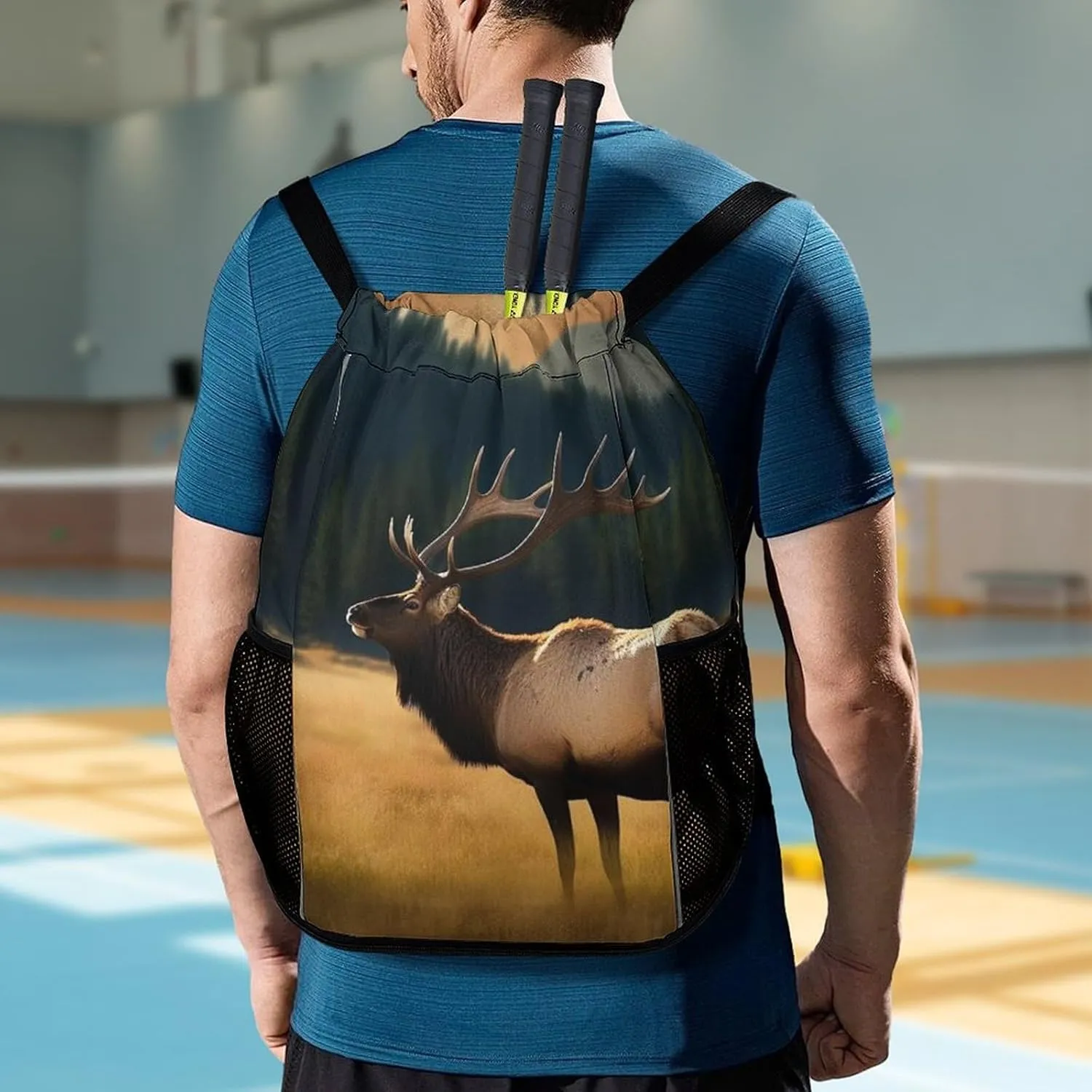 Gym Bag for Women Men Elk in The MeadowTravel Duffel Bag Large Capacity Sports Drawstring Backpack, 45.5x41.5x36cm, Style-3, JJ0529240
