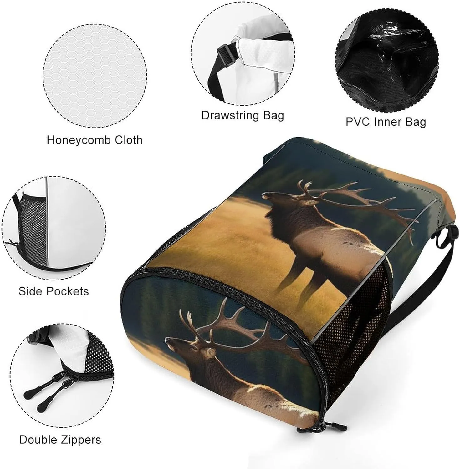 Gym Bag for Women Men Elk in The MeadowTravel Duffel Bag Large Capacity Sports Drawstring Backpack, 45.5x41.5x36cm, Style-3, JJ0529240