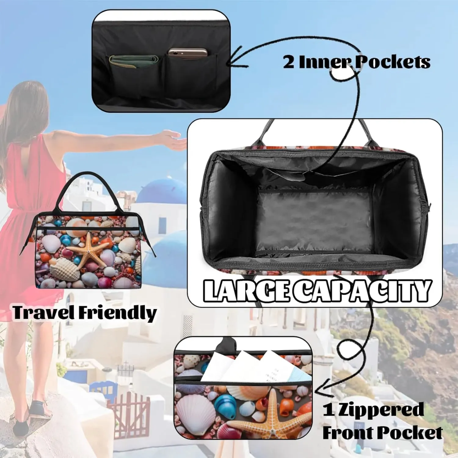 Gym Bag for Women Men, Travel Sports Duffel Bag with Trolley Sleeve, Gym Bag Weekender Overnight Bag Carry On Tote Bag