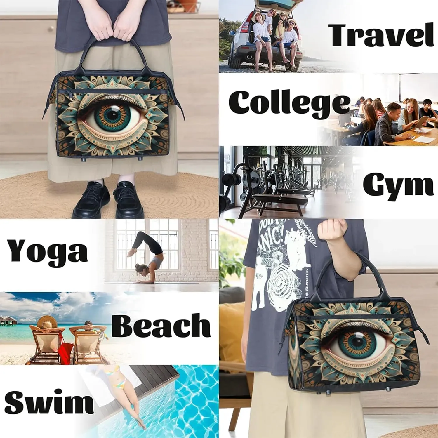 Gym Bag for Women Men, Travel Sports Duffel Bag with Trolley Sleeve Overnight Bag Carry On Tote Bag for Travel Gym Sport