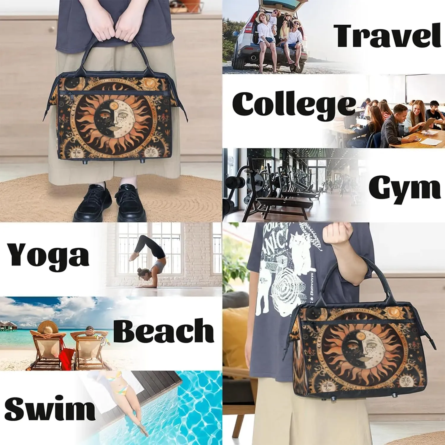 Gym Bag for Women Men, Travel Sports Duffel Bag with Trolley Sleeve Overnight Bag Carry On Tote Bag for Travel Gym Sport