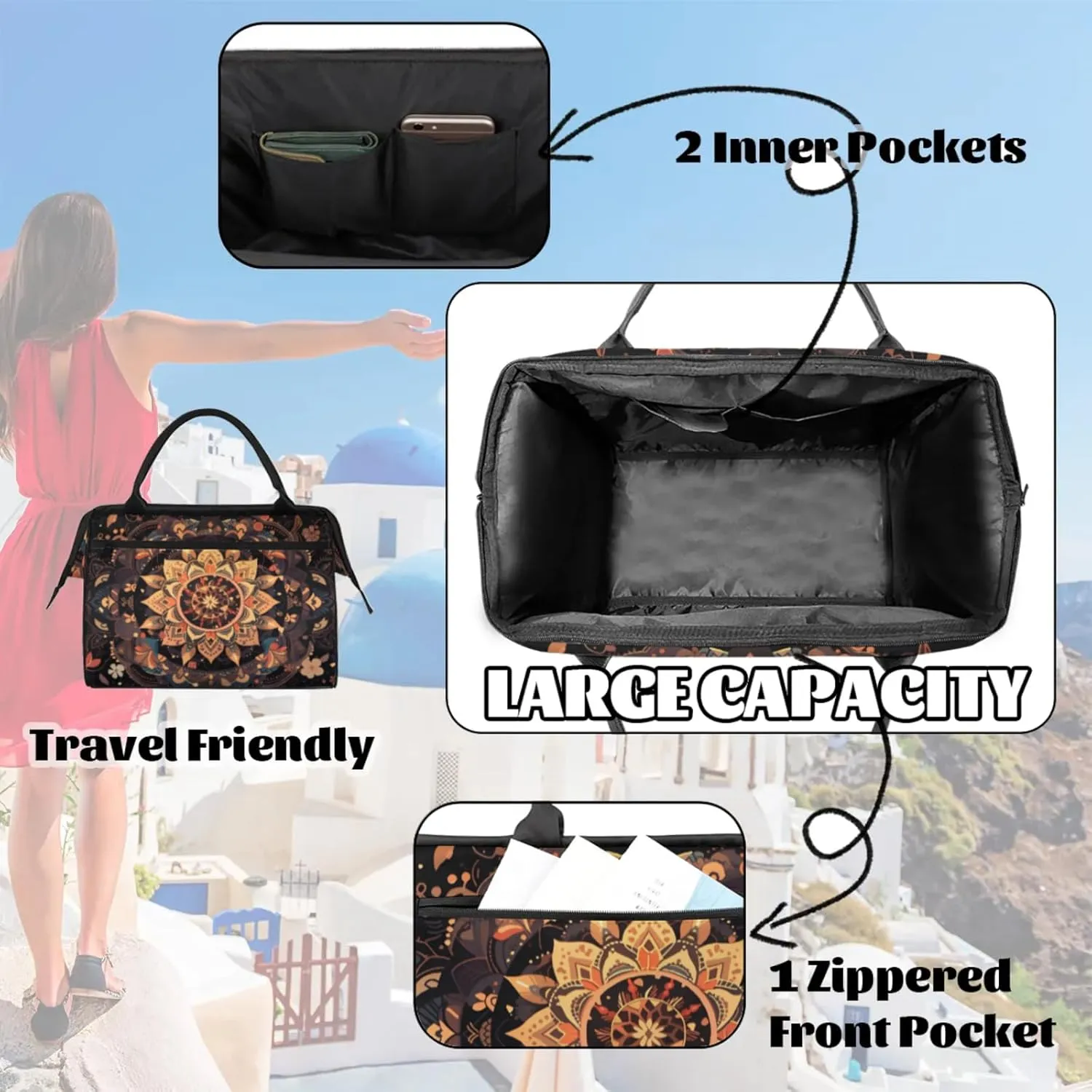 Gym Bag for Women Men, Travel Sports Duffel Bag with Trolley Sleeve Overnight Bag Carry On Tote Bag for Travel Gym Sport