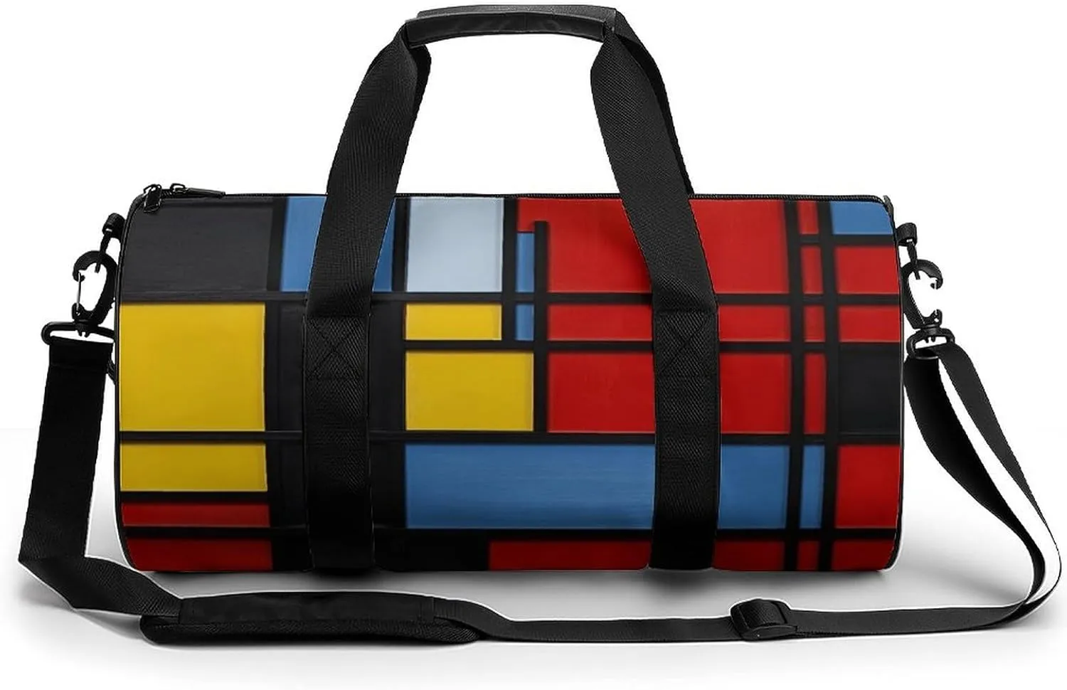 Gym Bags for Men Women Composition in Red Yellow Blue And Black Duffle Bag Travel Overnight Bag with Shoe Compartment Tote Bags