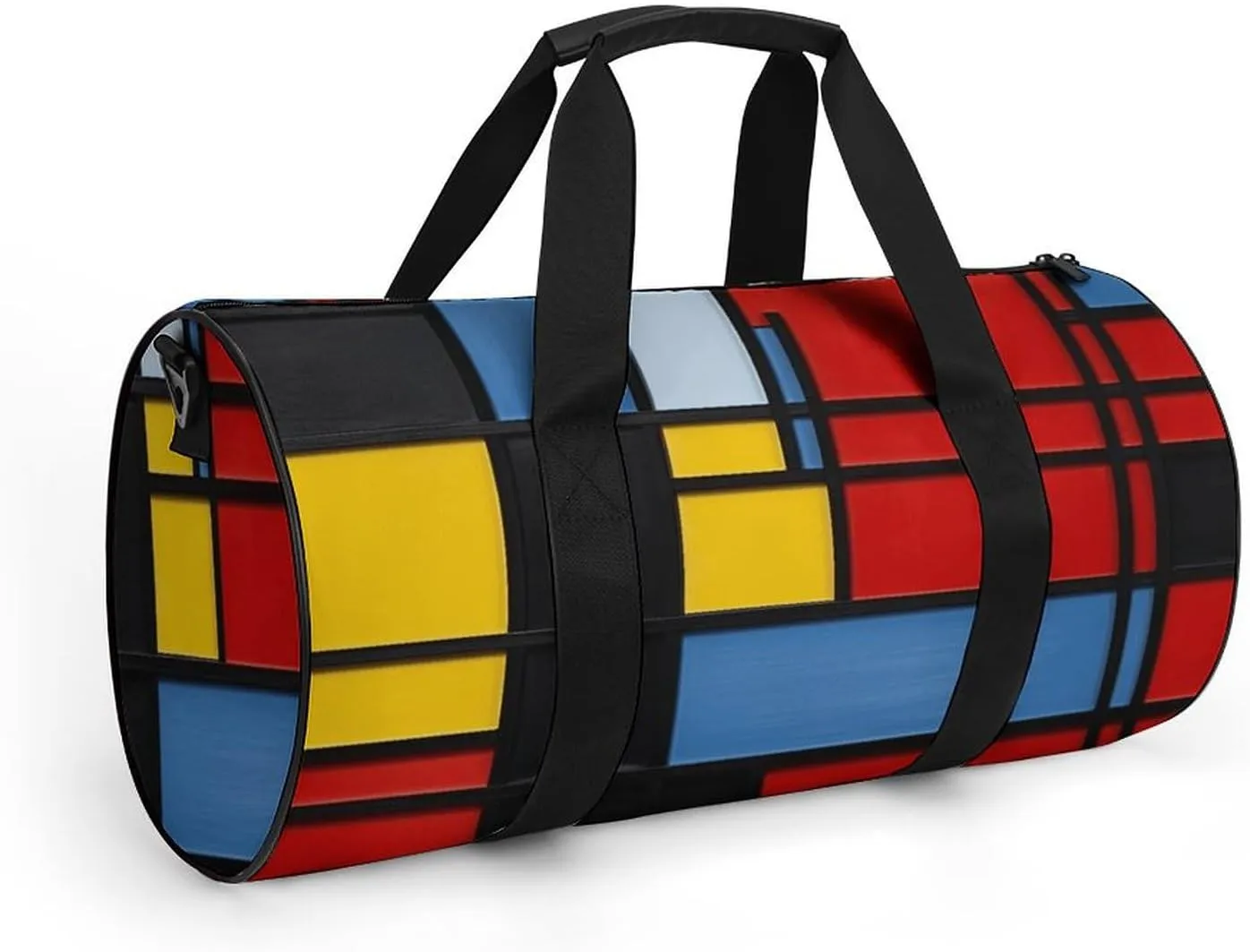 Gym Bags for Men Women Composition in Red Yellow Blue And Black Duffle Bag Travel Overnight Bag with Shoe Compartment Tote Bags