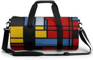 Gym Bags for Men Women Composition in Red Yellow Blue And Black Duffle Bag Travel Overnight Bag with Shoe Compartment Tote Bags