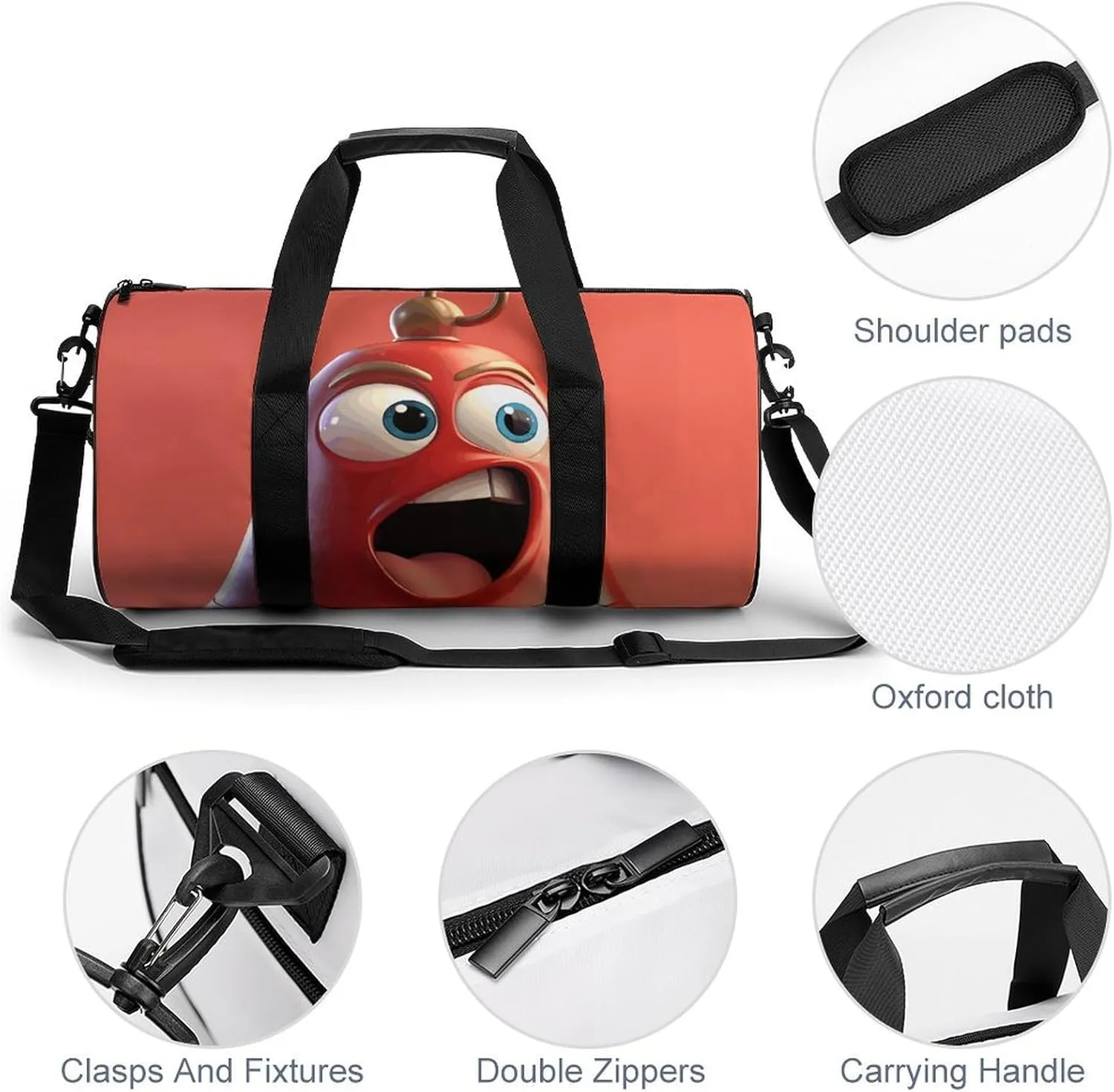 Gym Bags Small Cartoon Bell79546220-007d-11ef-8e6d-d148611795c7 Duffel Bag Overnight Bag with Shoe Compartment Carryon Bag for Men Women