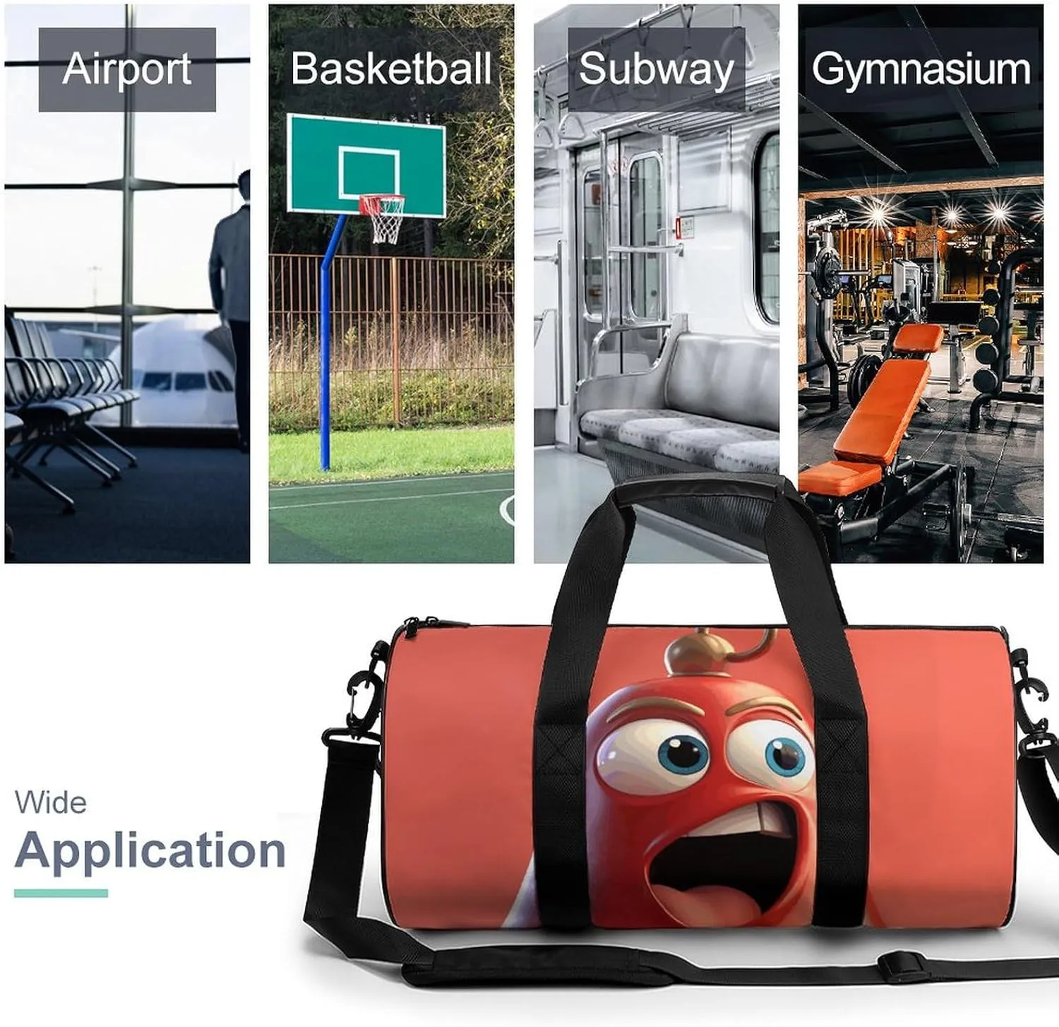 Gym Bags Small Cartoon Bell79546220-007d-11ef-8e6d-d148611795c7 Duffel Bag Overnight Bag with Shoe Compartment Carryon Bag for Men Women