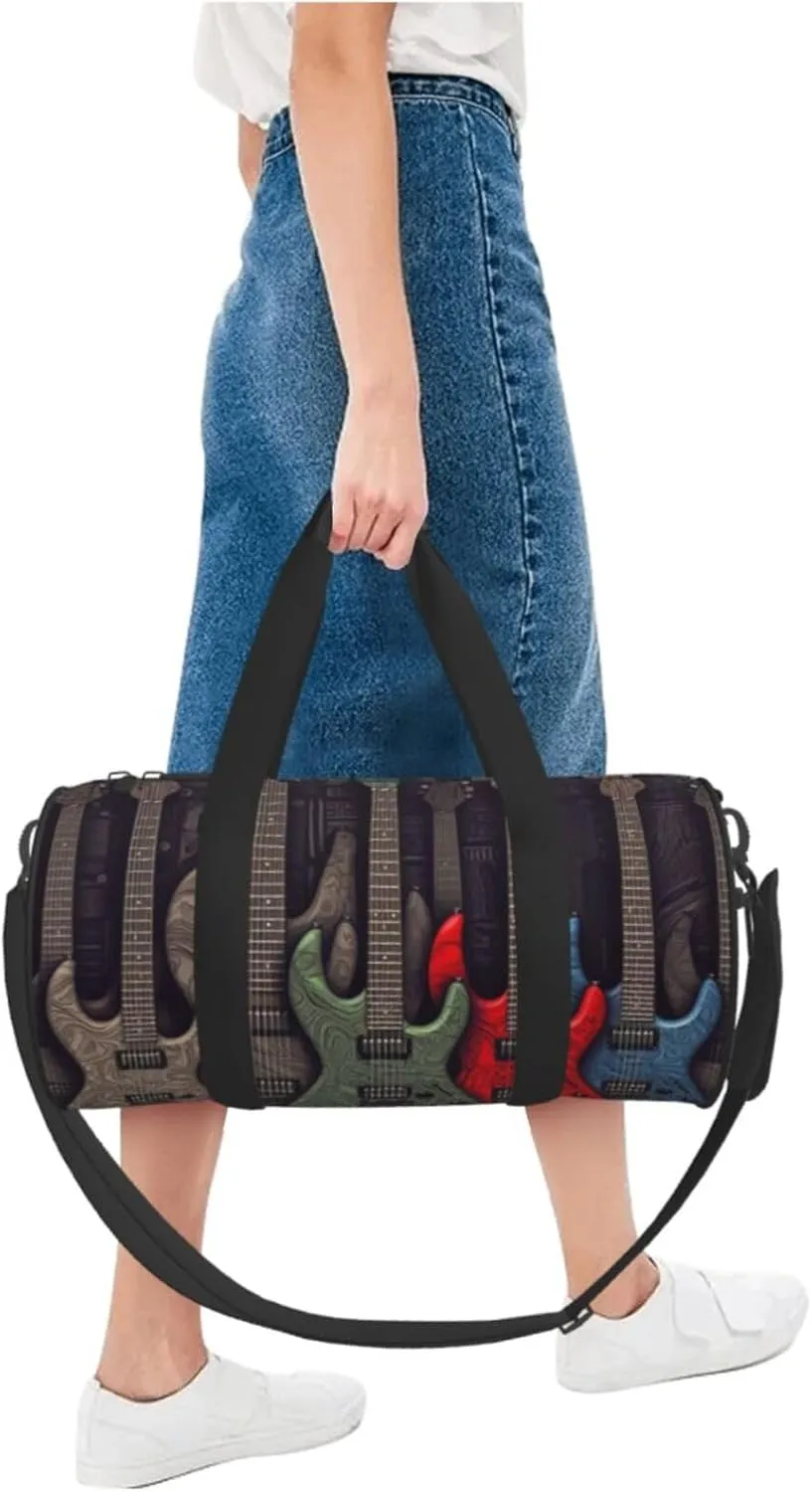 Gym Bags Small Guitar pattern Duffel Bag Overnight Bag with Shoe Compartment Carryon Bag for Men Women