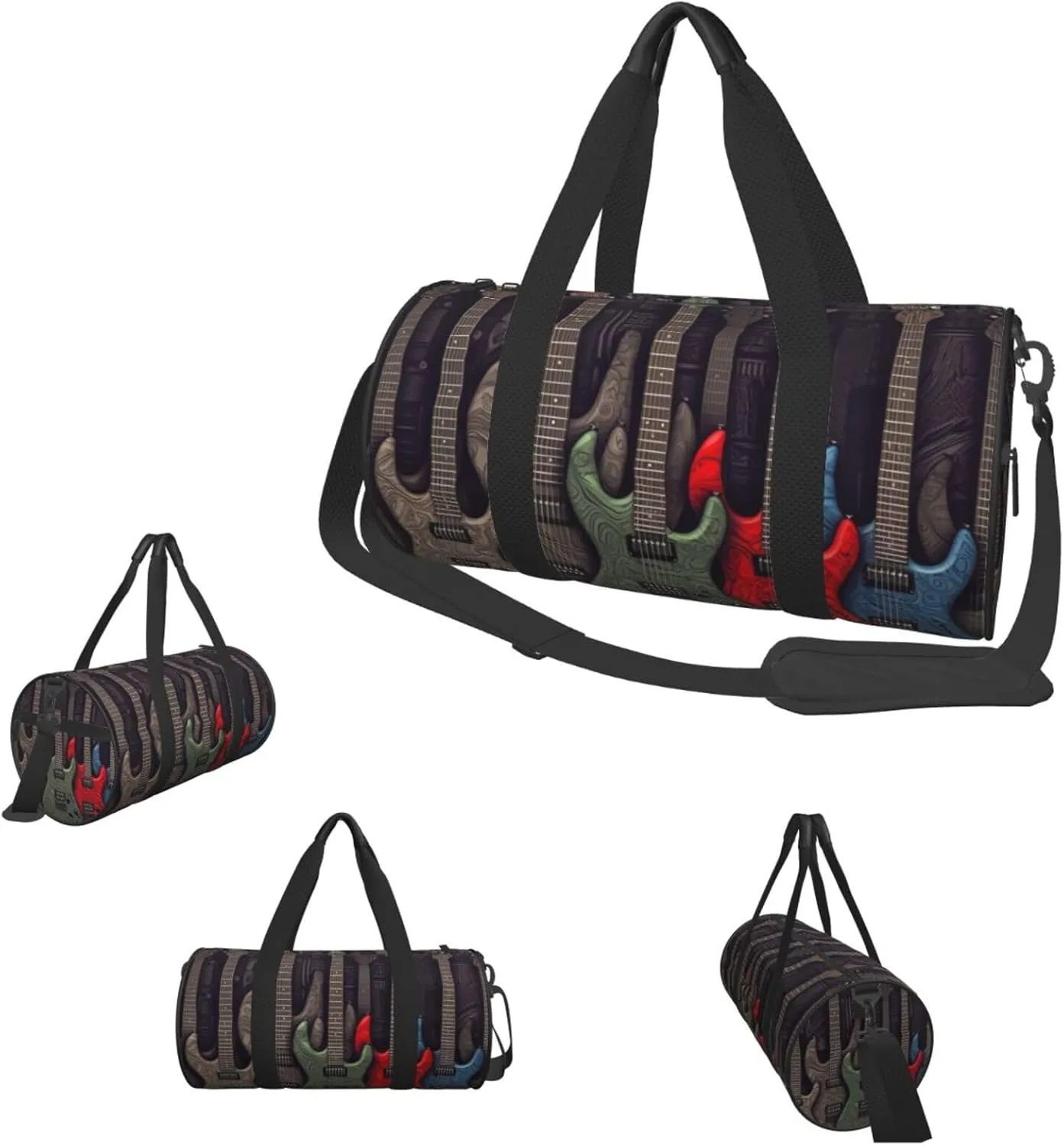 Gym Bags Small Guitar pattern Duffel Bag Overnight Bag with Shoe Compartment Carryon Bag for Men Women