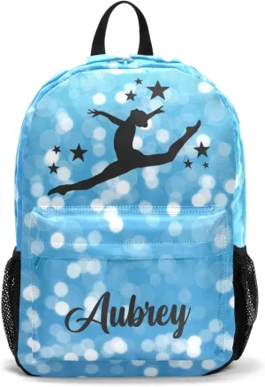 Gymnastic Blurred Glitter Personalized Backpack for Teen Boys Girls,Custom Travel Backpack Bookbag Casual Bag with Name Gift