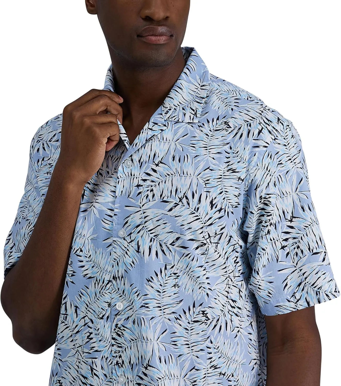 Haggar Men's Short Sleeve Button Down Printed Stretch Camp Shirt