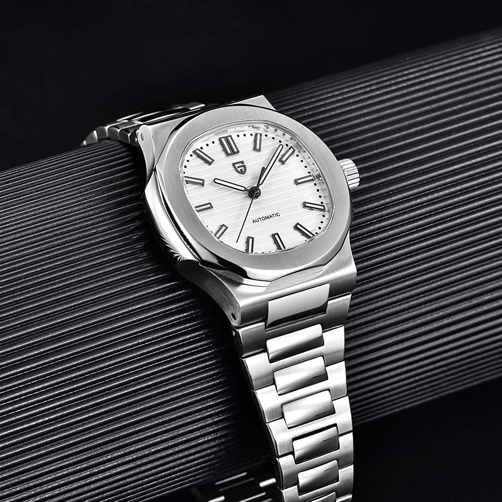 HaiQin Pagani Design 1728 Elegant Men's Automatic Mechanical Watch Full Stainless Steel Synthetic Sapphire 100m Waterproof Luminous Sports WristWatches