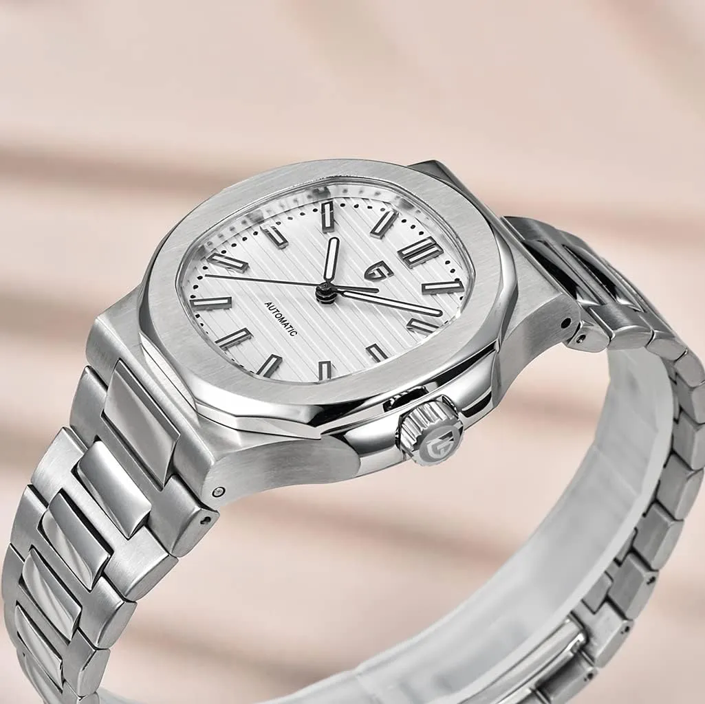 HaiQin Pagani Design 1728 Elegant Men's Automatic Mechanical Watch Full Stainless Steel Synthetic Sapphire 100m Waterproof Luminous Sports WristWatches