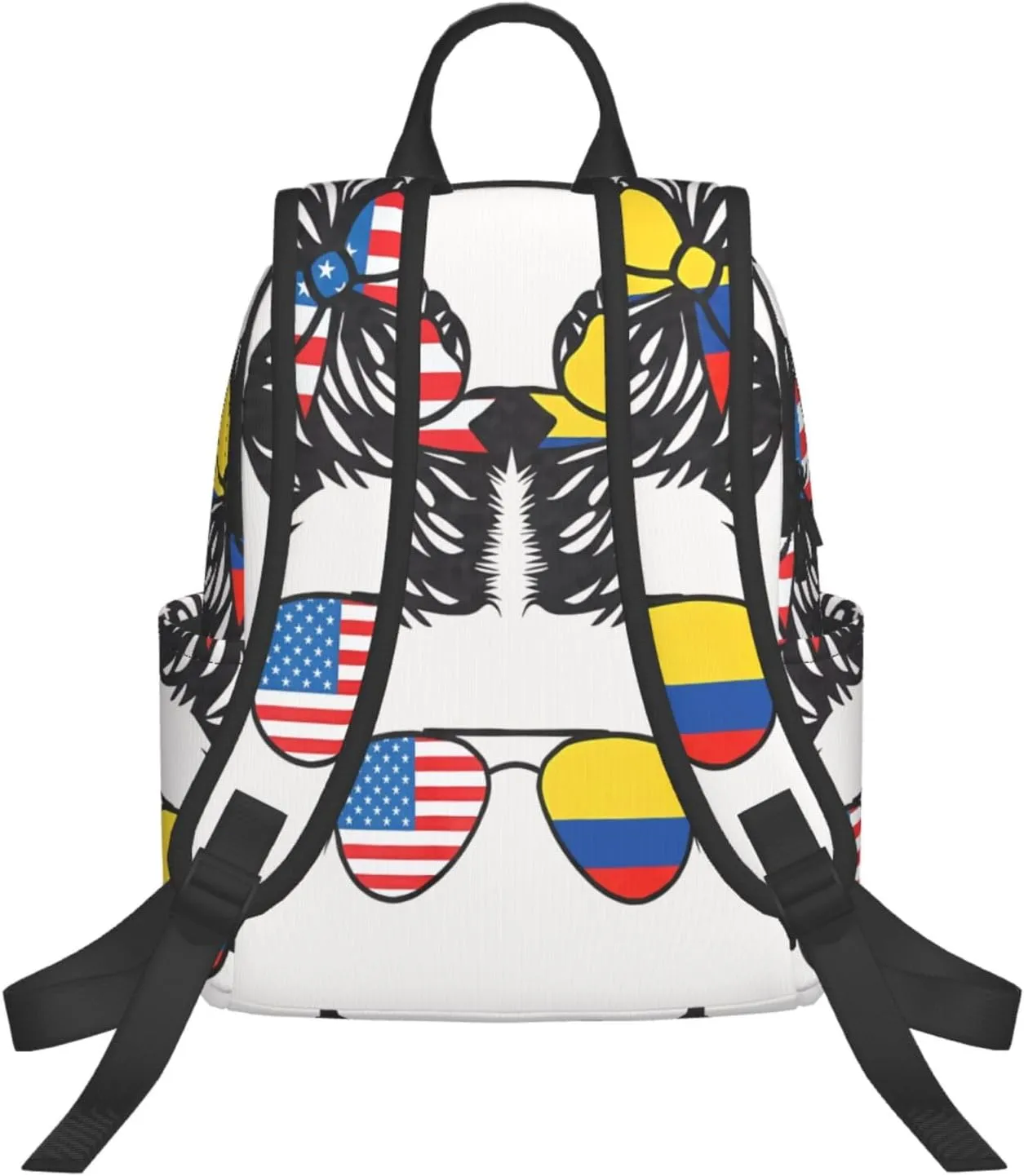 Half American Half Colombian Women Colombia Flag Casual Backpacks Large Capacity Laptop Backpack Sports Fitness Rucksack Travel Carry-On Daypack Work Bag for Outdoor Camping