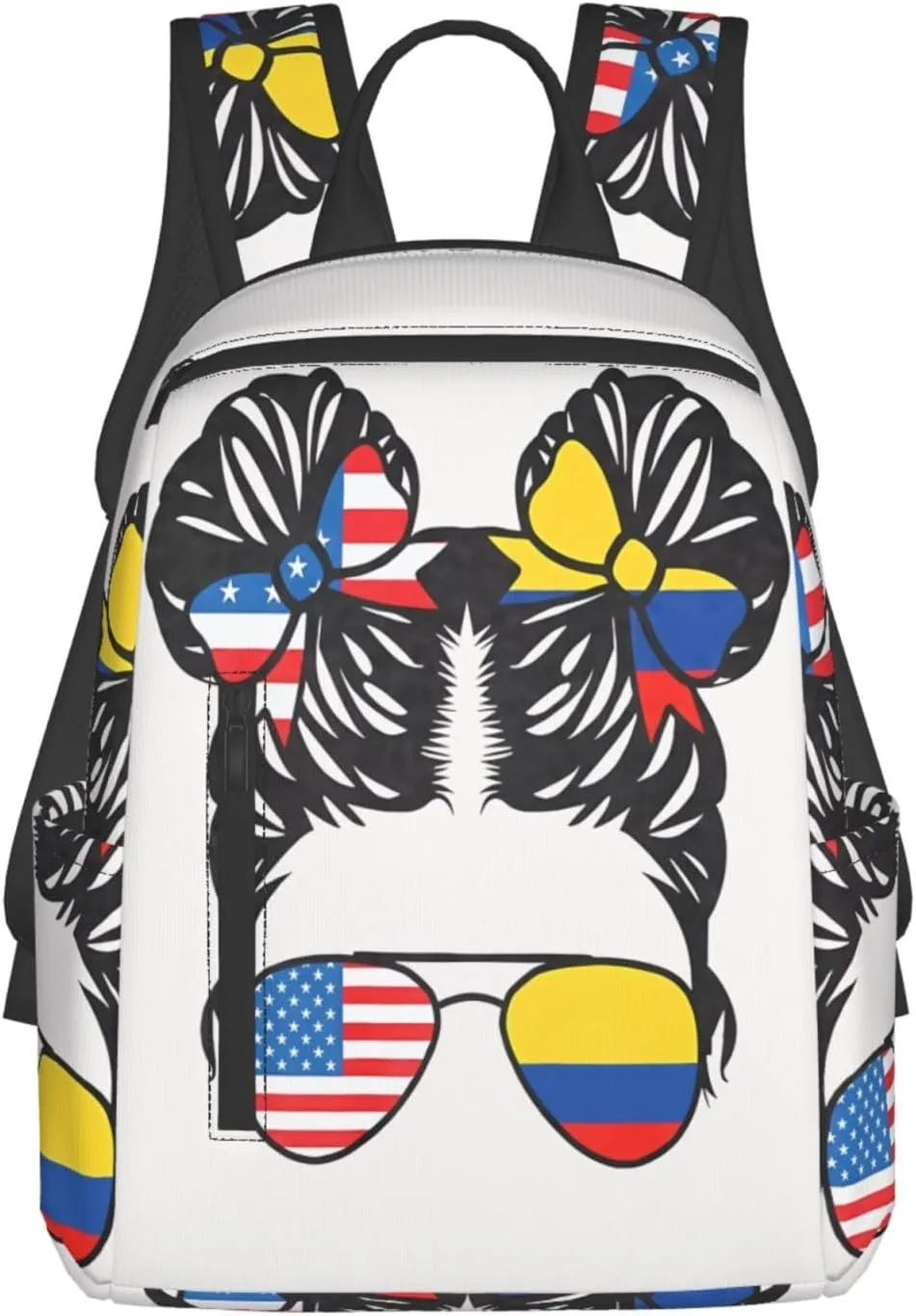 Half American Half Colombian Women Colombia Flag Casual Backpacks Large Capacity Laptop Backpack Sports Fitness Rucksack Travel Carry-On Daypack Work Bag for Outdoor Camping