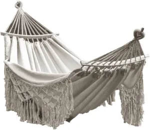 Hammock Outdoor Hammock Sheet Double Camping Hammock Swing Spring Outing Camping Anti-Rollover Canvas Hanging Basket Hammocks for Outside(White)