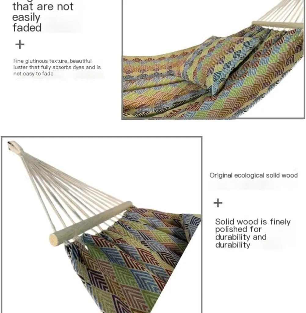 Hammocks Jacquard Canvas Hammock Retro Geometric Double Camping Swing Anti-Rollover Hammock Outdoor Camping Hammocks