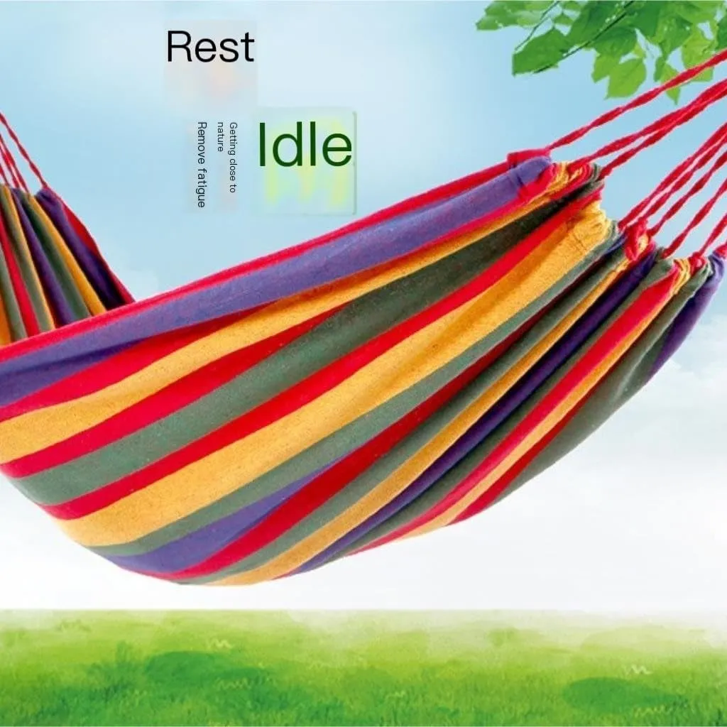 Hammocks Outdoor Camping Canvas Hammock Single Double Camping Thickened Hanging Chair Dormitory Swing Portable Camping Hammocks(Red,Large)