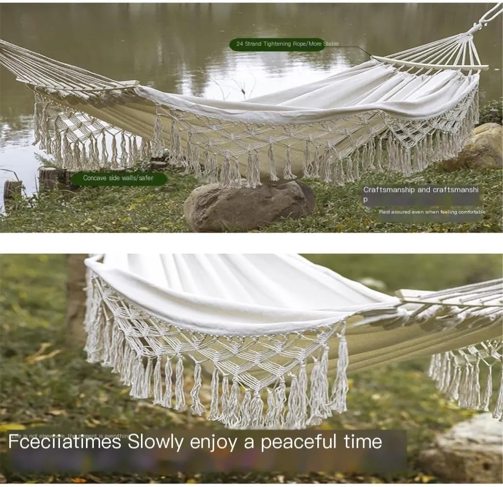 Hammocks Outdoor Hammock Sheet Double Camping Hammock Swing Spring Outing Camping Anti-Rollover Canvas Hanging Basket Camping Hammocks(Red)