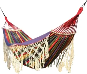 Hammocks Outdoor Hammock Sheet Double Camping Hammock Swing Spring Outing Camping Anti-Rollover Canvas Hanging Basket Camping Hammocks(Red)