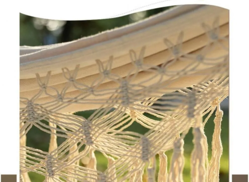 Hammocks Tassel Outdoor Camping Hammock Outdoor Single Double Camping Swing Adult Thick Canvas Leisure Homestay Camping Hammocks(Large)