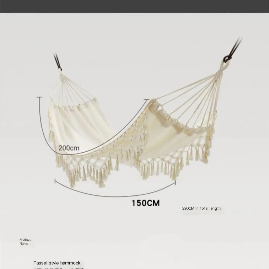 Hammocks Tassel Outdoor Camping Hammock Outdoor Single Double Camping Swing Adult Thick Canvas Leisure Homestay Camping Hammocks(Large)