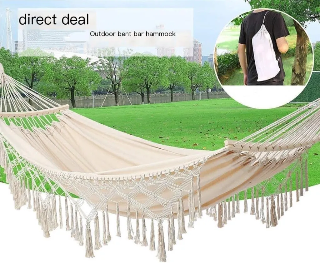 Hamock Outdoor Hammock Single Double Camping Hanging Tree Outdoor Indoor Thick Canvas Leisure Homestay Decoration Hanmock(A)