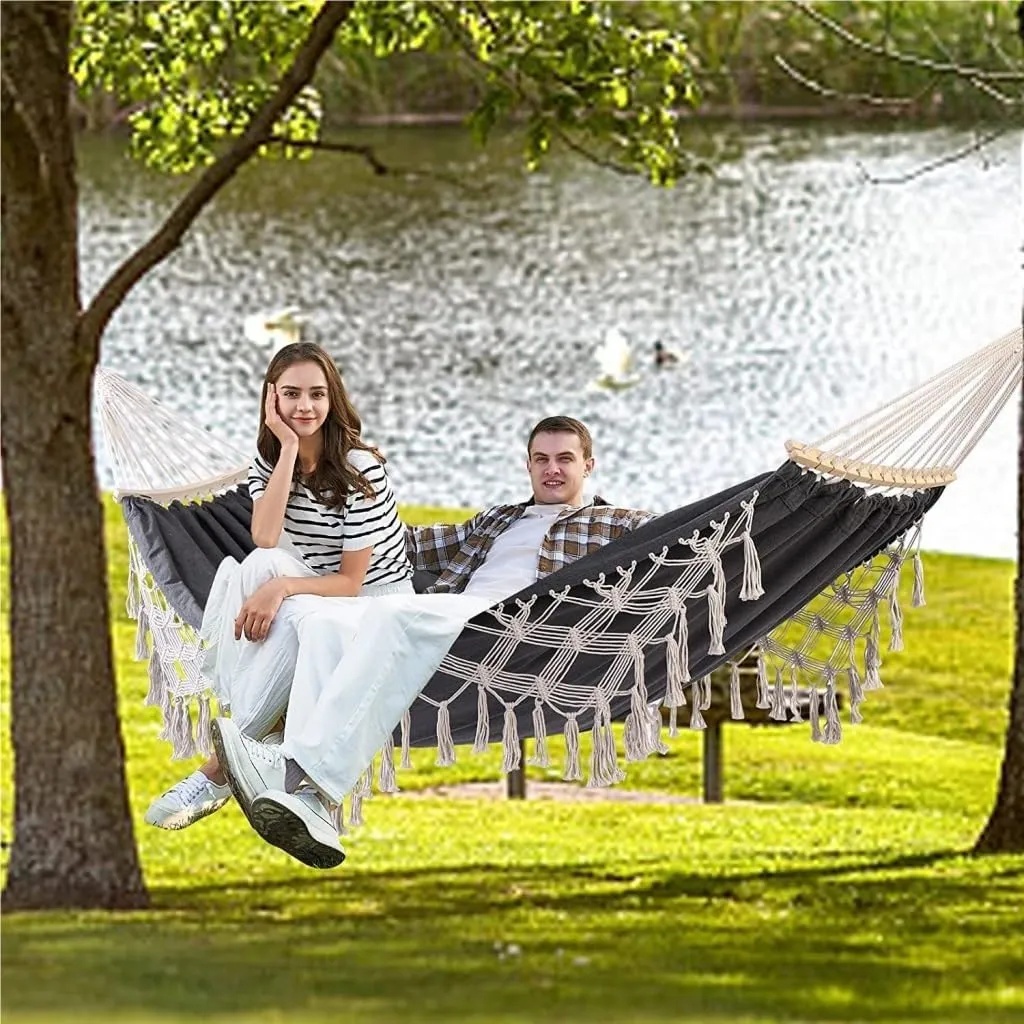 Hamock Outdoor Hammock Single Double Camping Hanging Tree Outdoor Indoor Thick Canvas Leisure Homestay Decoration Hanmock(A)