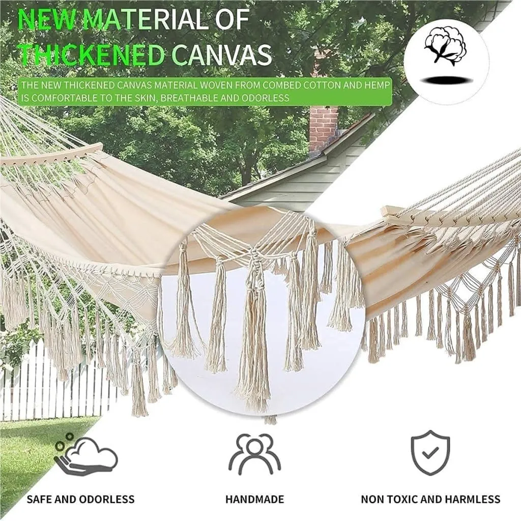 Hamock Outdoor Hammock Single Double Camping Hanging Tree Outdoor Indoor Thick Canvas Leisure Homestay Decoration Hanmock(A)