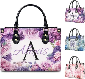Handbag for Women, Custom Name Leather Tote Bag Gifts for Mom, Crossbody Purse for Shopping Work Business
