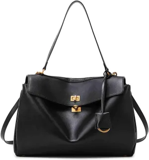 Handbags for women rodeo bag black shoulder bag leather handbag fashion aesthetic crossbody bag (Small,Black)
