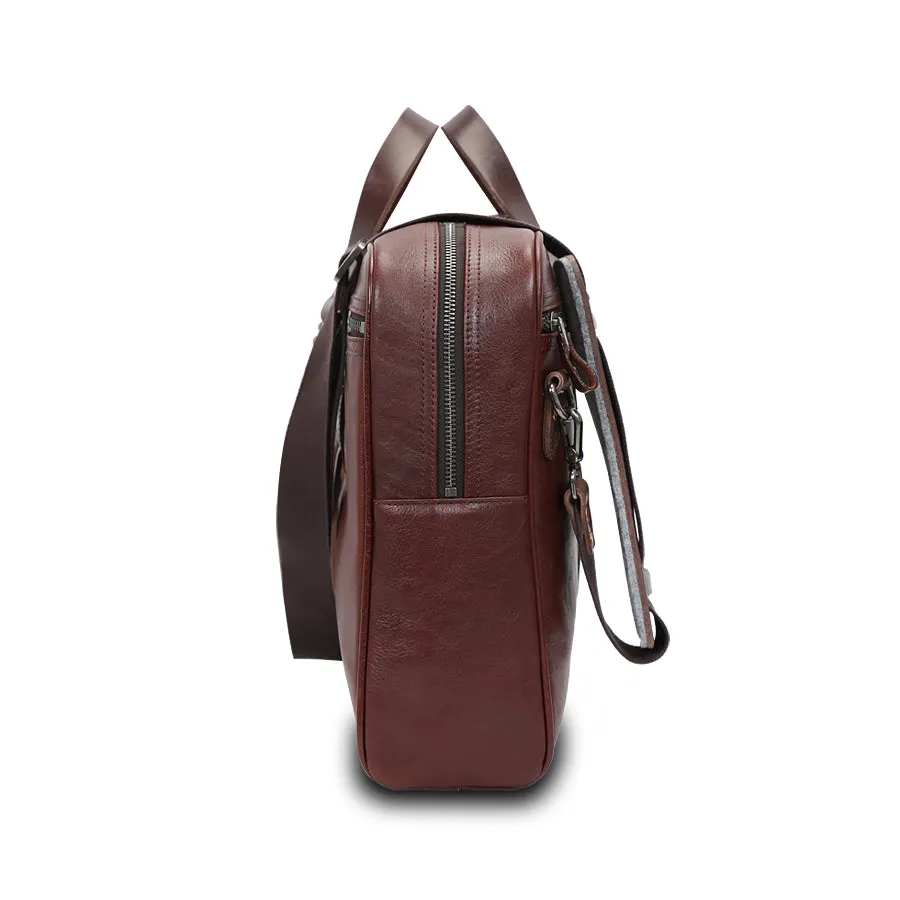 Handmade Vintage Business Zipper Full-Grain Leather Men’s Briefcase Bag