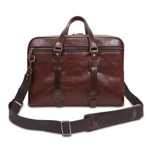 Handmade Vintage Business Zipper Full-Grain Leather Men’s Briefcase Bag