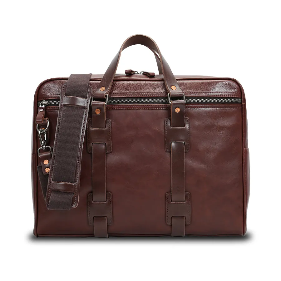 Handmade Vintage Business Zipper Full-Grain Leather Men’s Briefcase Bag