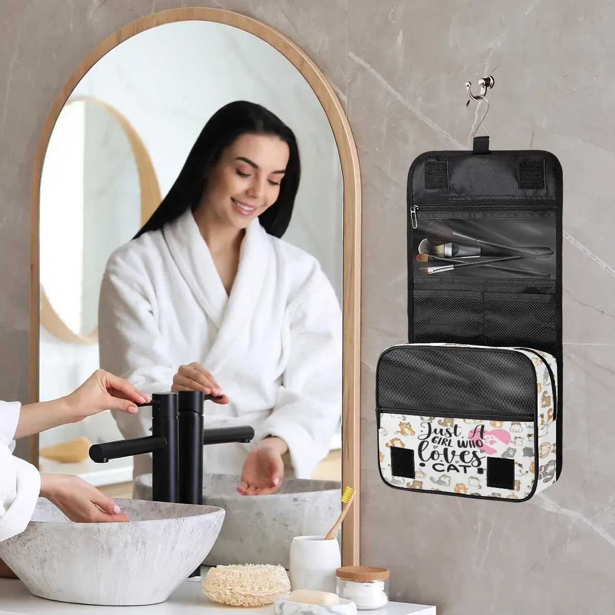Hanging Toiletry Bag for Women And Men,Cute Cat Travel Cosmetic Makeup Bag Travel Organizer,Waterproof Travel Bag for Toiletries Accessories,Travel Essentials - Cat Lover