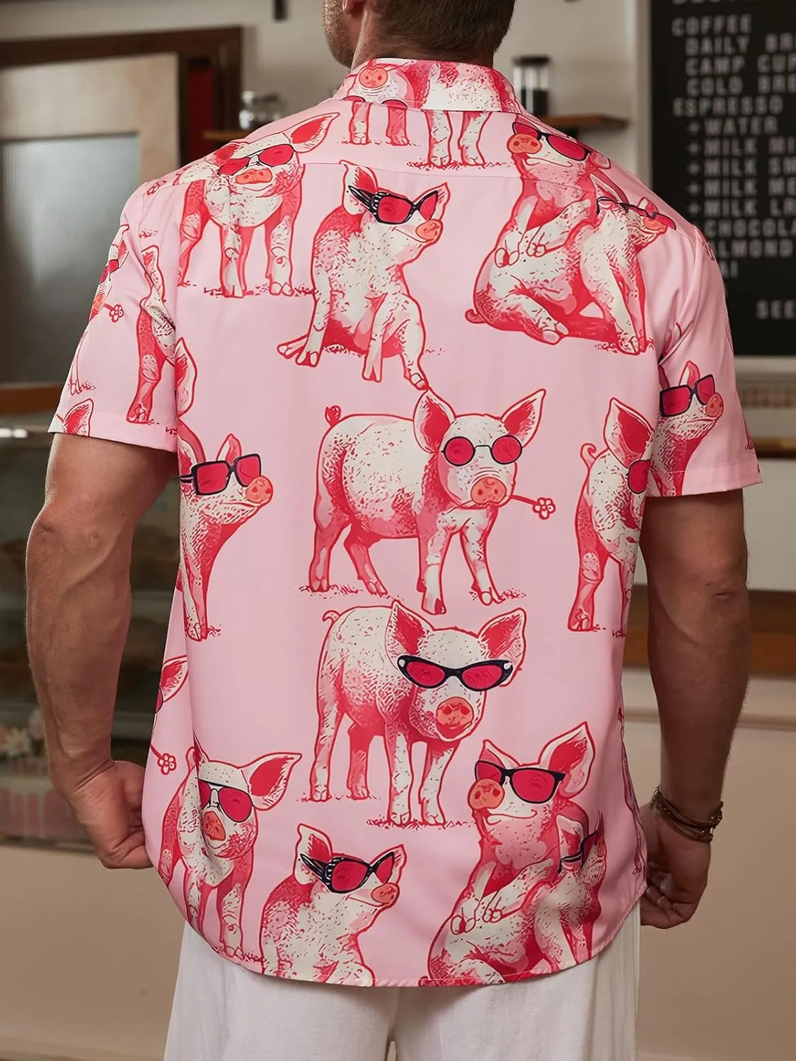 Hardaddy Men's Hawaiian Shirt Short Sleeve Funny Printed Casual Button Down Aloha Shirts
