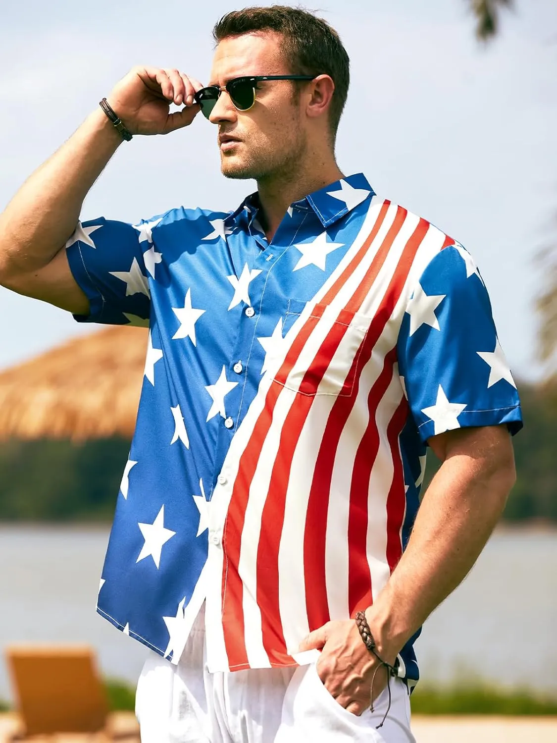 Hardaddy Men's Hawaiian Shirt Short Sleeve Funny Printed Casual Button Down Aloha Shirts