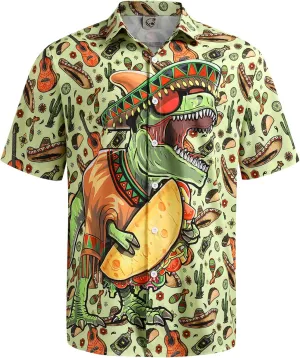 Hardaddy Men's Hawaiian Shirt Short Sleeve Funny Printed Casual Button Down Aloha Shirts