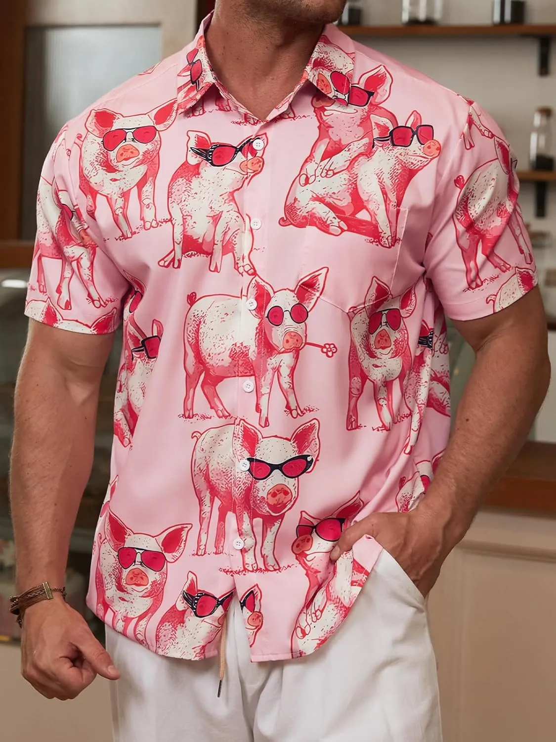 Hardaddy Men's Hawaiian Shirt Short Sleeve Funny Printed Casual Button Down Aloha Shirts