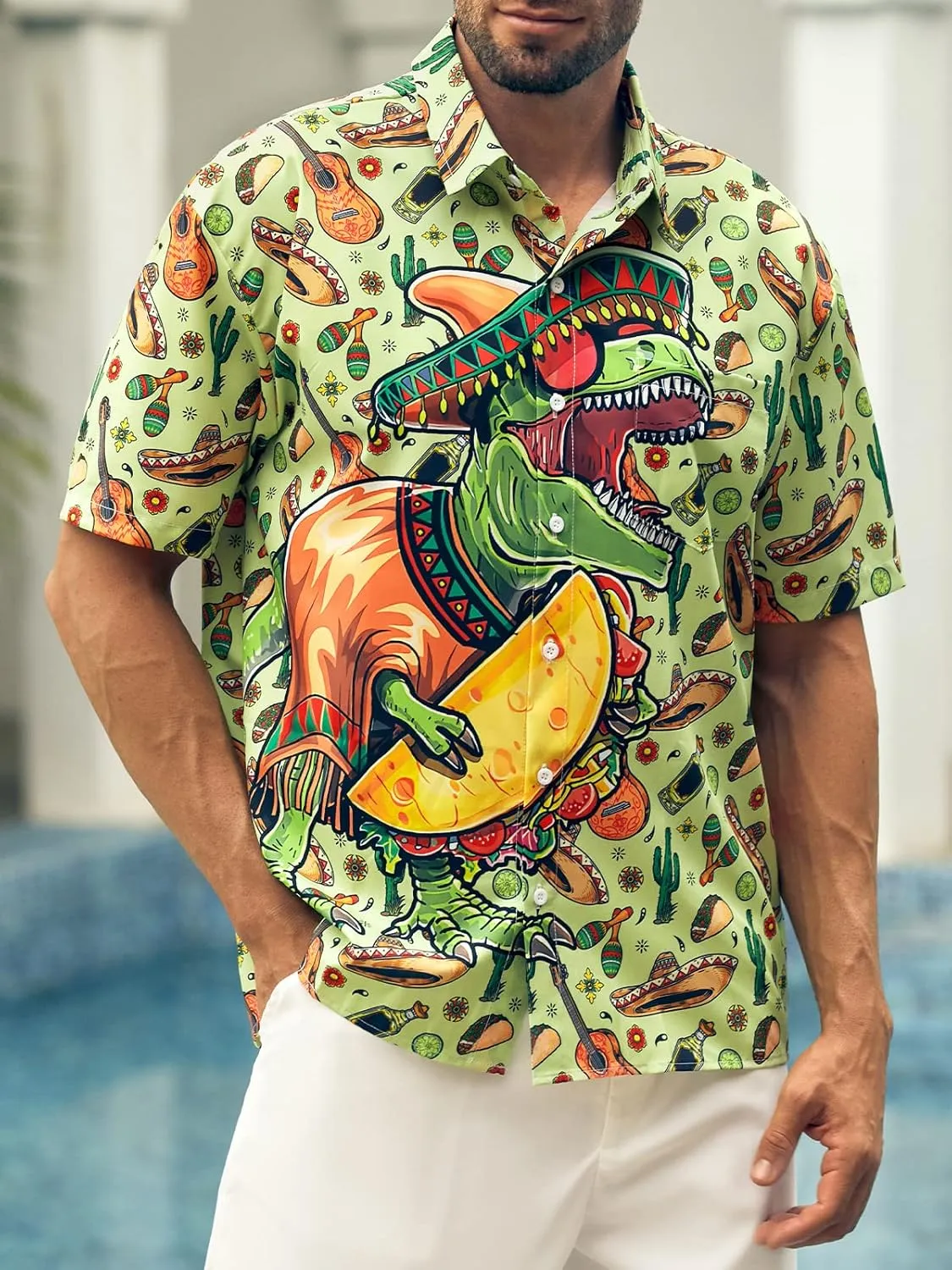 Hardaddy Men's Hawaiian Shirt Short Sleeve Funny Printed Casual Button Down Aloha Shirts