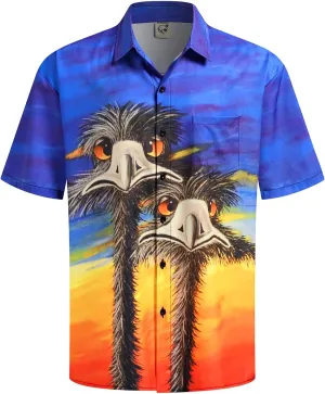 Hardaddy Men's Hawaiian Shirt Short Sleeve Funny Printed Casual Button Down Aloha Shirts