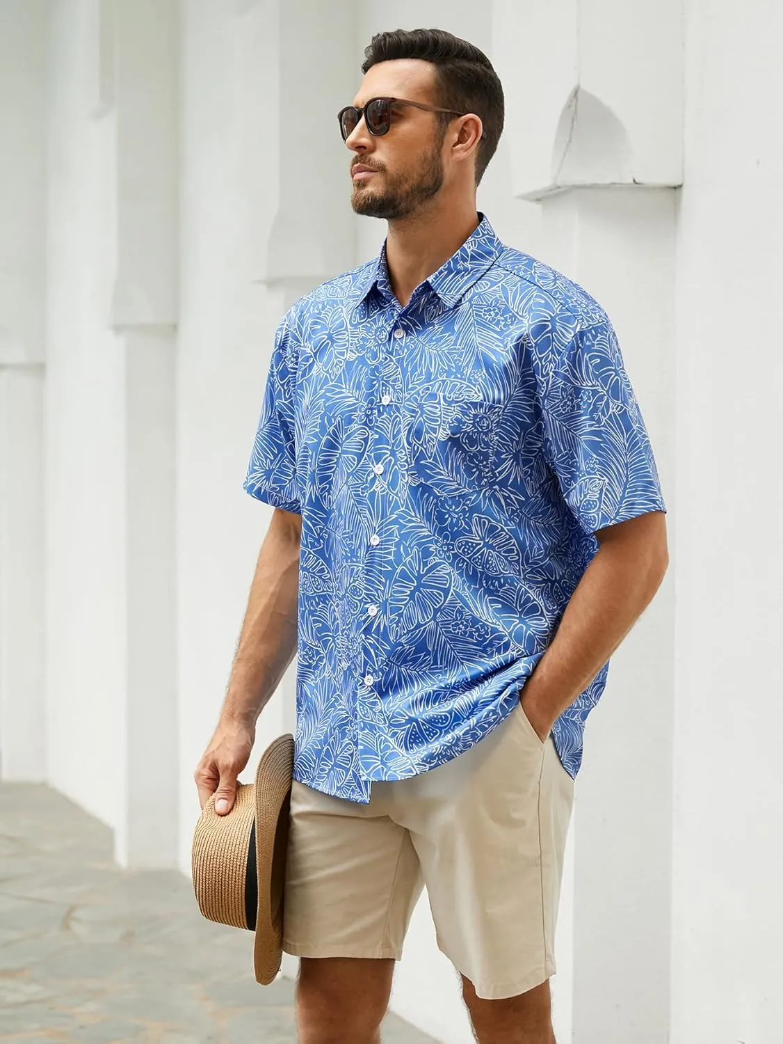 Hardaddy Men's Hawaiian Shirt Short Sleeves Printed Button Down Summer Beach Casual Shirts