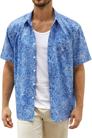 Hardaddy Men's Hawaiian Shirt Short Sleeves Printed Button Down Summer Beach Casual Shirts
