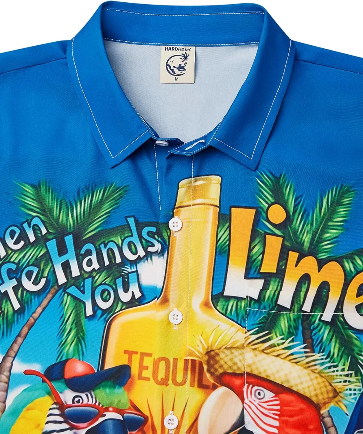 Hardaddy Men's Summer Hawaiian Shirts Funny Performence Printed Button Down Casual Bowling Shirt