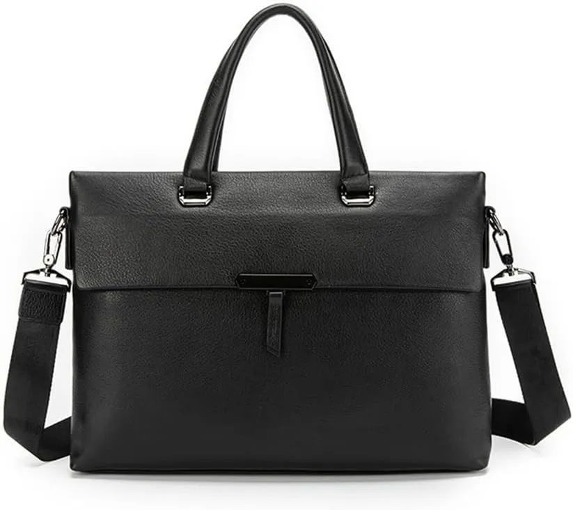 HBJWOV Leather Layer Cowhide Men's Handbag Natural Slam Business Trip Crossbody Briefcase Computer Bag