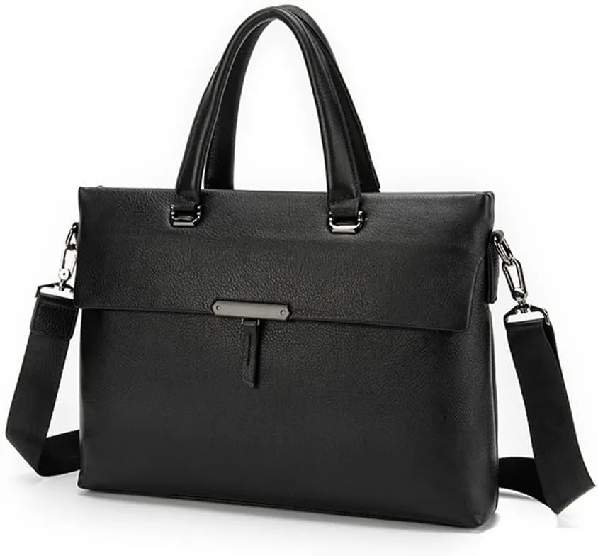 HBJWOV Leather Layer Cowhide Men's Handbag Natural Slam Business Trip Crossbody Briefcase Computer Bag