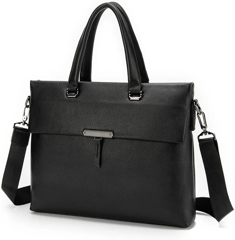 HBJWOV Leather Layer Cowhide Men's Handbag Natural Slam Business Trip Crossbody Briefcase Computer Bag